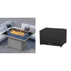 east oak 44'' propane fire pit table + cover, 60,000 btu gas firepit with aluminum frame and tempered glass