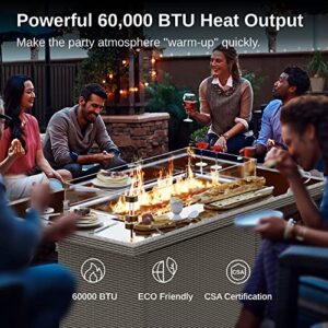 EAST OAK 44'' Propane Fire Pit Table + Cover, 60,000 BTU Gas Firepit with Aluminum Frame and Tempered Glass