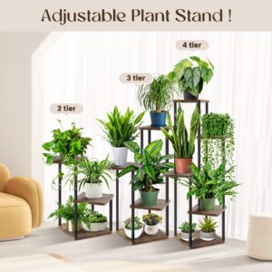 GEEBOBO Plant Stand Indoor, 4 Tier Plant Stand Indoor For Multiple Plants, Multi Tiered Flower Shelf Plants Holder Display Rack Shelving for Patio Garden Balcony Bedroom Living Room