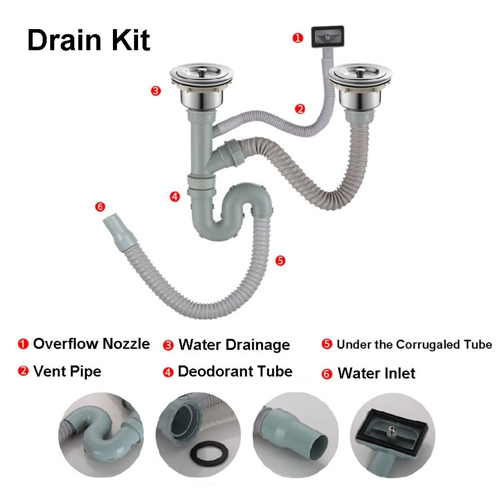 ZHXIPP Stainless Steel Sink Prep & Utility Sink with Faucet - 1 Compartment Commercial Kitchen Sink - 29.5 x15.7 X 29.5 in (Restaurant, Kitchen, Laundry, Garage)