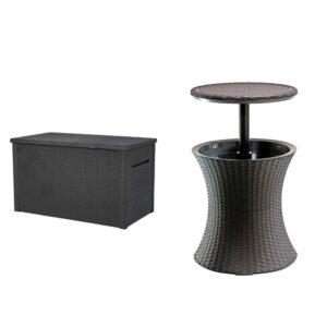 keter java xxl 230 gallon storage box + keter pacific cool bar outdoor furniture with cooler