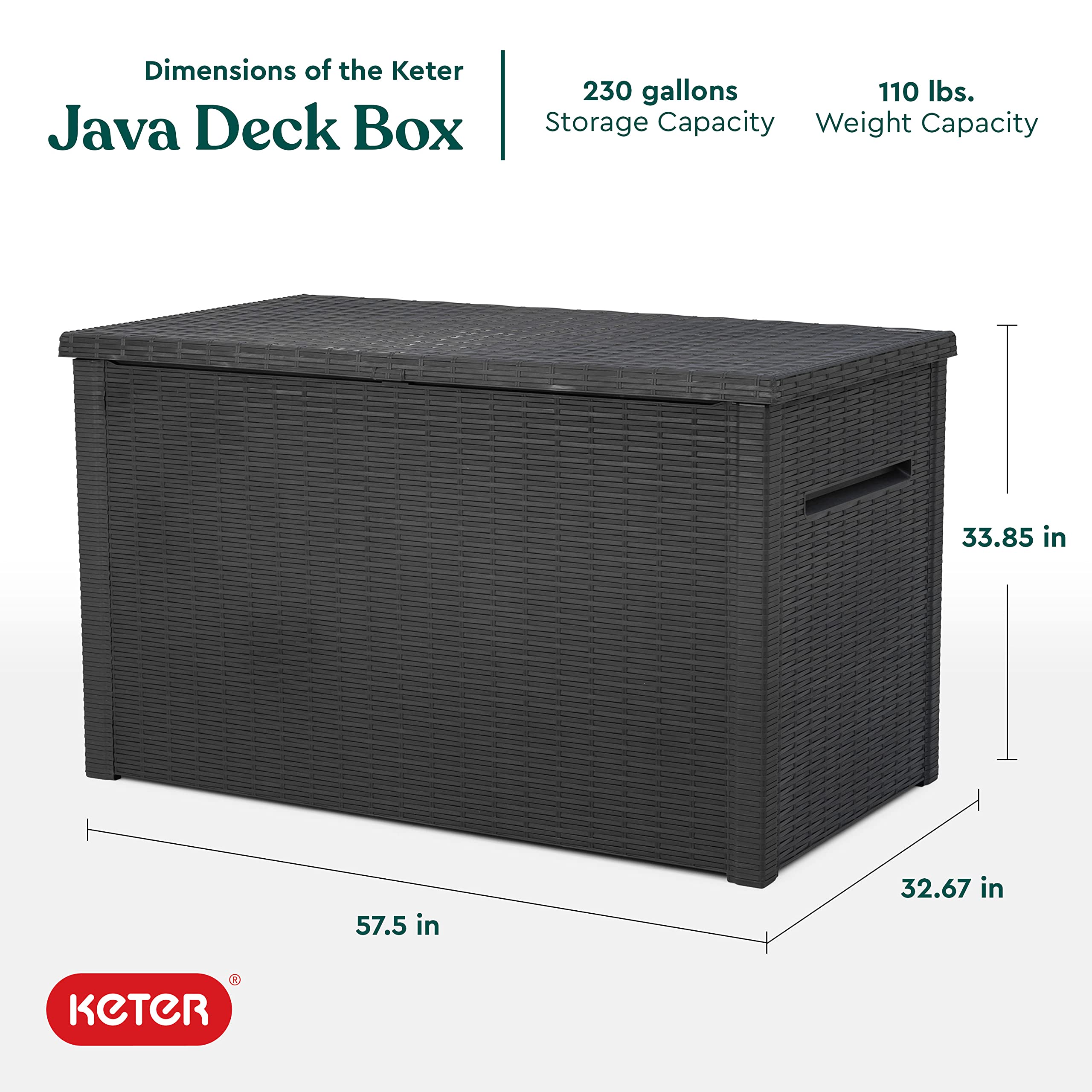 Keter Java XXL 230 Gallon Storage Box + Keter Pacific Cool Bar Outdoor Furniture with Cooler