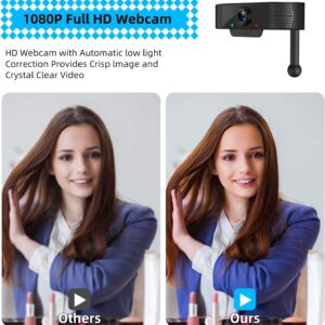 COOLSHARK Webcam with Microphone,1080P Full HD USB Web Camera for Desktop Laptop Computer Live Streaming, Plug and Play Video Calling Webcam for Web Conference, 120 Degrees Wide-Angle 30fps