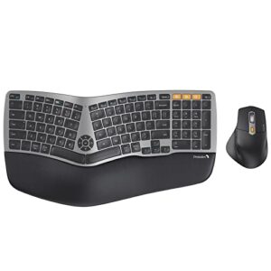 protoarc ergonomic wireless keyboard mouse, ekm01 ergo bluetooth keyboard and mouse combo, split design, palm rest, multi-device, rechargeable, windows/mac/android (space gray)