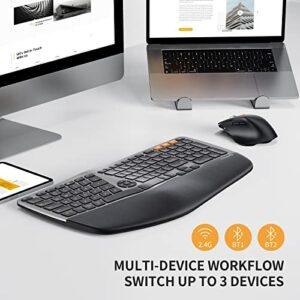 ProtoArc Ergonomic Wireless Keyboard Mouse, EKM01 Ergo Bluetooth Keyboard and Mouse Combo, Split Design, Palm Rest, Multi-Device, Rechargeable, Windows/Mac/Android (Space Gray)