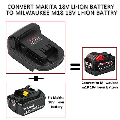 Lilocaja MT20ML Battery Adapter for Milwaukee M18 18V Tools, Makita to Milwaukee Battery Adapter Compatible with Makita 18V Max Li-ion Battery