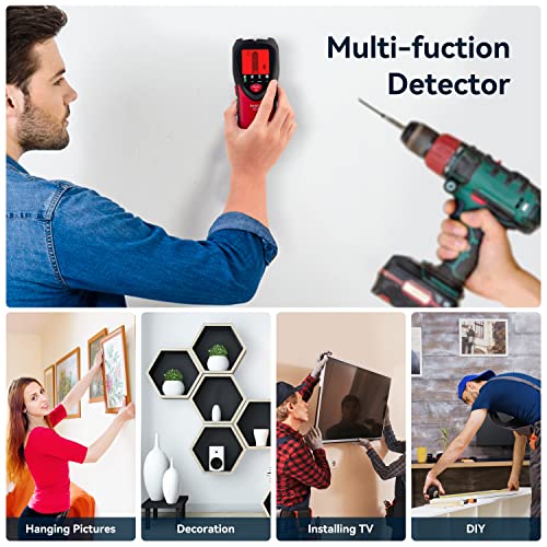 KAIWEETS Stud Finder Wall Scanner, 5 in 1 Electronic Stud Detector with Tricolor Backlight and Audio Alarm, Stud Sensor Beam Finders for the Center and Edge of Wood, AC Wire, Metal and Studs Detection