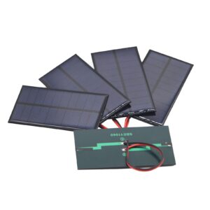 fellden micro solar panels with wire, 5pcs 5v 200ma photovoltaic solar cells kit 110mmx60mm / 4.33''x 2.36''