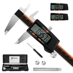 hardell digital caliper 6 inch with large lcd screen，calipers measuring tool with auto-off feature, inch/millimeter conversion, electronic vernier caliper micrometer for jewelers/woodworkers/diy