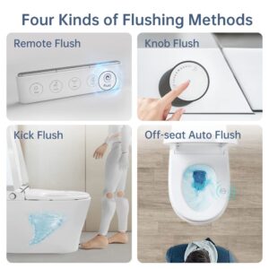 EPLO Smart Bidet Toilet Auto Open/Close,Modern Minimalist Toilet Heated Seat,Warm Water,Auto Flush,Nightlight,Electric Elongated Toilet with Bidet Built in,Tankless One Piece Toilet for Bathrooms G18