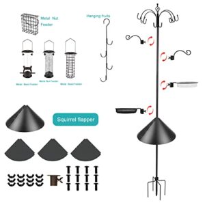 Bird Feeding Station Kit Bird Feeder Pole Wild Bird Feeder Kit with Squirrel Baffle and Suet Cage Mesh Tray Fruit Hook Double W Hook for Attracting Wild Birds