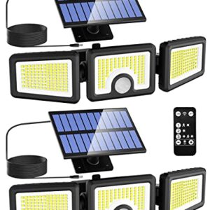 Otdair Solar Outdoor Lights,312 LED Solar Flood Lights,Separate Panel ,270°Wide Lighting Angle Security Lights(2 Pack)