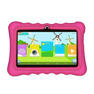 kids tablets, 7 inch, android 11, 2gb ram+16gb rom, bluetooth, dual cameras, with protective case and foldable stand, for entertainment education (pink)