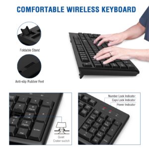 Wireless Keyboard and Mouse Combo, EDJO Full-Sized 2.4GHz USB Computer Wireless Keyboard and Wireless Optical Mouse for Windows, Mac, Laptop/Desktop/PC