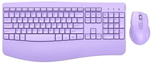 peious wireless keyboard and mouse - ergonomic keyboard and mouse combo full size keyboard cordless with palm wrist rest ergonomic mouse wireless for windows computers laptops - light purple