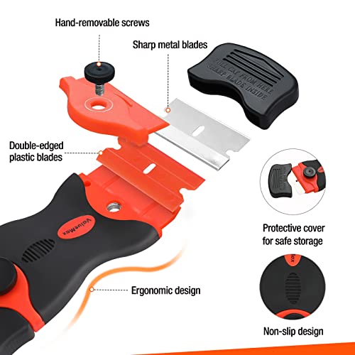 WORKPRO 2-in-1 Folding Knife/Utility Knife & ValueMax 2-Pack Razor Blade Scrapers with 10Pcs Plastic Blades