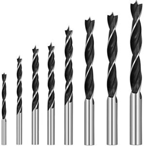 kewayo brad point wood drill bit set (8 pack with storage case) carpenters quality - drill splinter-free perfectly round holes in all types of wood