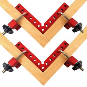 corner clamps for woodworking, 90 degree clamp 5.5"x5.5"(14x14cm) corner clamp aluminum-alloy right angle wood clamps, carpenter square woodworking tools for picture frame box cabinets drawers (2pack)