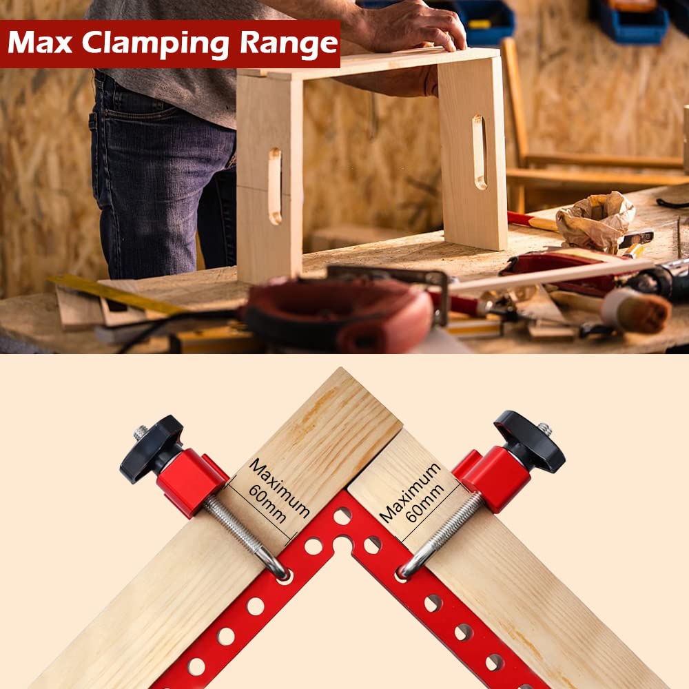 Corner Clamps for Woodworking, 90 Degree Clamp 5.5"x5.5"(14x14cm) Corner Clamp Aluminum-Alloy Right Angle Wood Clamps, Carpenter Square Woodworking Tools for Picture Frame Box Cabinets Drawers (2Pack)