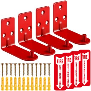 fire extinguisher mount fire extinguisher bracket for 5-20 lb fire extinguisher wall mount universal fire extinguisher holder wall hook with screws gaskets self adhesive safety sticker sign (4 sets)