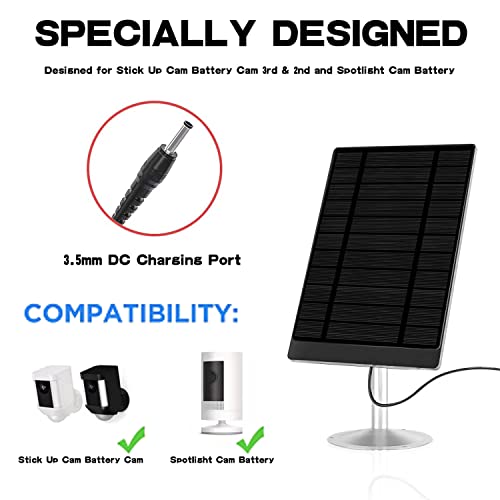 Solar Panel for Wireless Security Camera, Waterproof Solar Panel Compatible for Blink,Arlo, Nest, Ring Stick Up Cam Battery and Ring Spotlight Cam Battery 5V 4.5W（ 2PCS）