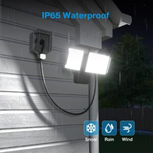 Olafus 60W Flood Lights Outdoor Plug in, Switch Controlled 6000LM LED Security Light, 6500K Outside Floodlights, IP65 Waterproof Exterior Flood Light Fixture for House Backyard Garage Patio Black