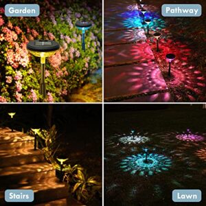 CUCUCON Solar Pathway Lights 8 Pack, Color Changing+Warm White LED Solar Lights Outdoor, IP65 Waterproof Solar Path Lights, Solar Powered Garden Lights for Yard Walkway Lawn Landscape Decorative