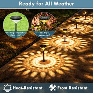 CUCUCON Solar Pathway Lights 8 Pack, Color Changing+Warm White LED Solar Lights Outdoor, IP65 Waterproof Solar Path Lights, Solar Powered Garden Lights for Yard Walkway Lawn Landscape Decorative