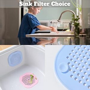 4 PCS Shower Drain Hair Catcher with Large Sucker - Upgrade Smile Face Design, Large Square Silicone Shower Drain Cover Suit for Bathtub, Bathroom, Sink, Tub, and Kitchen (Black&White&Pink&Blue)