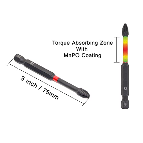 Milliontronic Extra Long Philips Head Screwdriver Bit Set, PH1, PH2 (3 inch / 75mm)