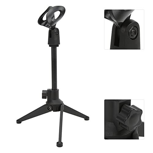 AUHX Mini Table Adjustable Mic Stand, Plastic Durable Detachable Portable Table Adjustable Mic Stand Practical for Conferences