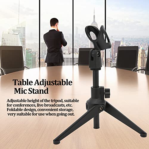 AUHX Mini Table Adjustable Mic Stand, Plastic Durable Detachable Portable Table Adjustable Mic Stand Practical for Conferences