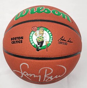 larry bird autographed boston celtics logo wilson nba basketball beckett witnessed - autographed basketballs