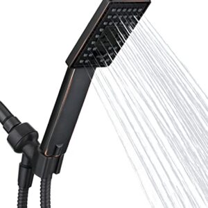 BRIGHT SHOWERS High Pressure Handheld Shower Head Set, High Flow Hand Held Showerhead with 60" Long Stainless Steel Hose and Adjustable Wall Bracket, 3 Spray Setting Shower Wand, Oil-Rubbed Bronze