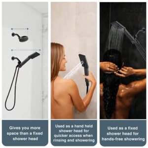 BRIGHT SHOWERS High Pressure Handheld Shower Head Set, High Flow Hand Held Showerhead with 60" Long Stainless Steel Hose and Adjustable Wall Bracket, 3 Spray Setting Shower Wand, Oil-Rubbed Bronze