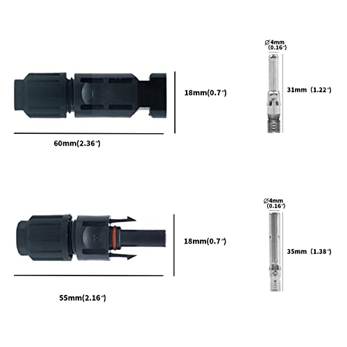 JMELEHW 20PCS Solar Connectors, Male/Female IP67 Waterproof Solar Panel Connectors (10 Pairs)