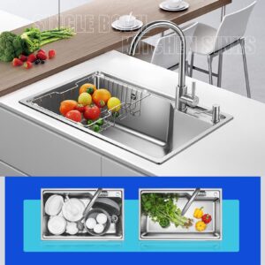 Outdoor Utility Sink For Washing, Stainless Steel Commercial Kitchen Sinks W/Faucet & Drainboard, Free Standing Outdoor Sink Station ,for Laundry/Backyard/Garage, 1 Compartment ( Color : Single cold ,