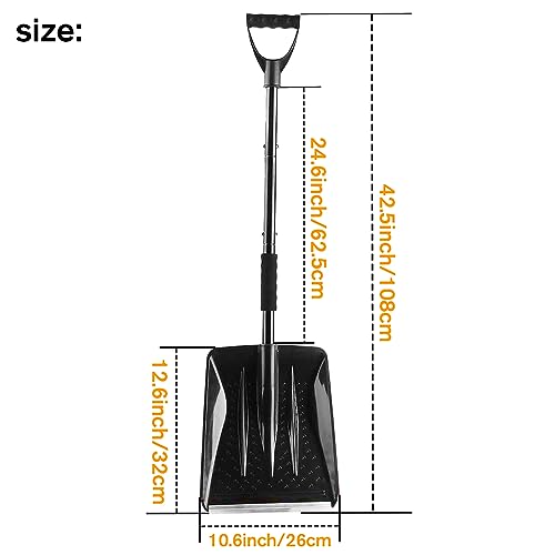 Snow Shovel, Emergency Snow Shovel for Car Large Capacity Lightweight and Detachable Snow Shovel for Driveway Portable Shovel for Home Garden Camping