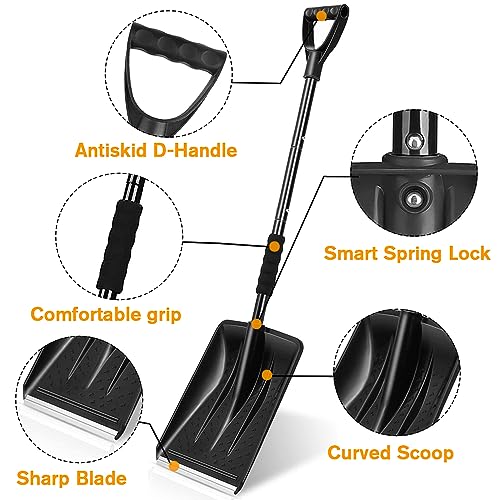 Snow Shovel, Emergency Snow Shovel for Car Large Capacity Lightweight and Detachable Snow Shovel for Driveway Portable Shovel for Home Garden Camping