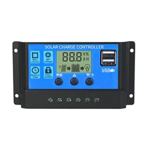 jahy2tech 100a solar charge controller solar panel battery intelligent regulator with dual usb port 12v/24v pwm auto paremeter adjustable lcd display(blue) (1)