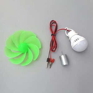 Mini Wind Turbine Motor Blade W/Bulb DIY Kit Power Alternative Energy Generator