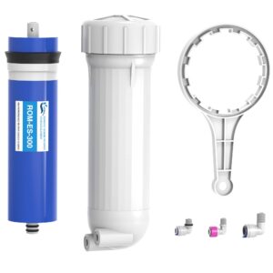 300 gpd ro membrane filter replacement with reverse osmosis membrane housing, wrench, 1/4" quick-connect fitting, check valve, fit under sink ro home drinking water filter filtration purifier system