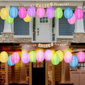 tuanse 12 pack easter egg decorations outdoor decor easter colorful eggs ornaments 32.8 ft copper wire lights battery operated string lights for yard, lawn, garden, party