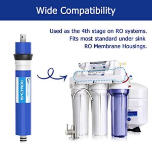 Vegebe 50 GPD RO Membrane Filter 12"x1.8" Reverse Osmosis Membrane Element Replacement Fits Under Sink RO Drinking Water Filter Filtration Purifier System, 2 Pack