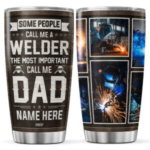 cubicer personalized coffee tumblers custom photos and name welder dad tea mugs for men father papa grandpa double walled stainless steel tumbler insulated drinking cup with lid