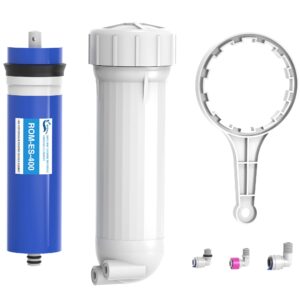 400 gpd ro membrane filter replacement with reverse osmosis membrane housing, wrench, 1/4" quick-connect fitting, check valve, fit under sink ro home drinking water filter filtration purifier system