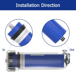 400 GPD RO Membrane Filter Replacement with Reverse Osmosis Membrane Housing, Wrench, 1/4" Quick-Connect Fitting, Check Valve, Fit Under Sink RO Home Drinking Water Filter Filtration Purifier System