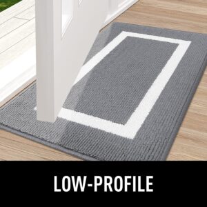 OLANLY Indoor Door Mat, 48x32, Non-Slip Absorbent Resist Dirt Entrance Mat, Washable Low-Profile Inside Entry Doormats for Entryway, Grey