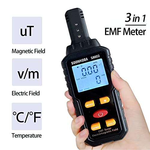 3 in 1 EMF Meter,EMF Reader,Electromagnetic Field Radiation Detector,EMF Tester for Home,EMF Detector with sound light alarm,Ghost Hunting Equipmetent