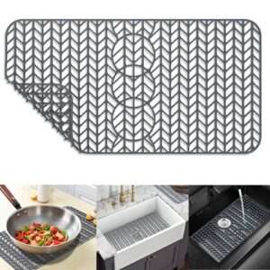 silicone sink mat protectors for kitchen 29.5‘’×15‘’ jookki kitchen sink protector grid for farmhouse stainless steel accessory with reserved hole